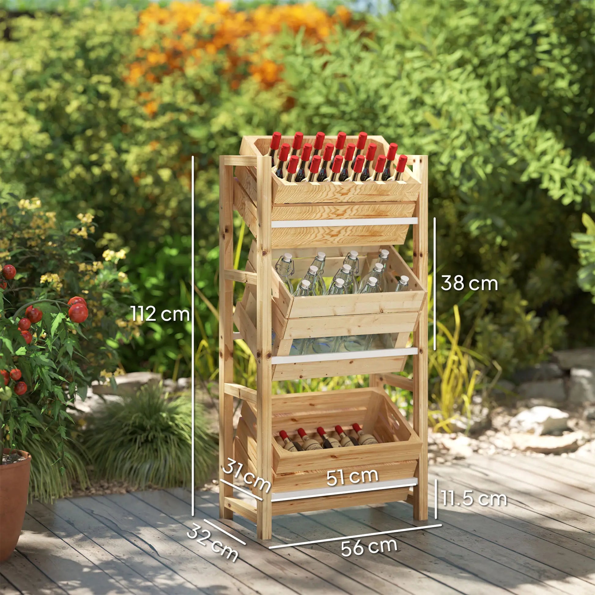 Nancy's Cles Krattenrek - 3-Laags - Dennenhout - ± 55 x 30 x 110 cm