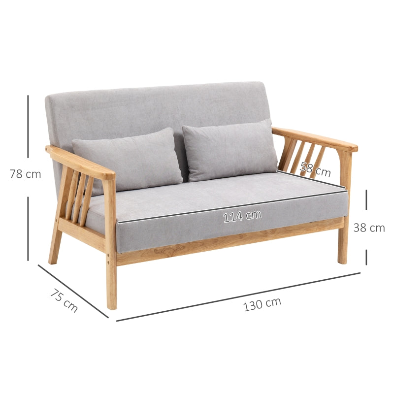 Nancy's Easton Zitbank - 2-Zits bank - Bankje - Grijs - Fluweel / Hout - ± 130 x 75 x 80 cm