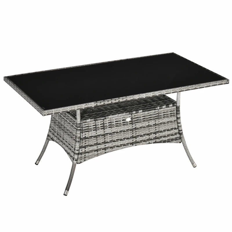 Nancy's Carineiro Tuintafel - Terrastafel - Eettafel voor buiten - Rotan - Grijs / Zwart - ± 150 x 85 x 75 cm