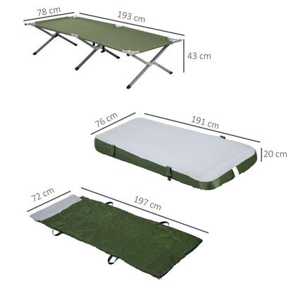 Nancy's Alvega Campingbed - Stretcher - Veldbed - Groen - ± 195 x 85 x 45 cm