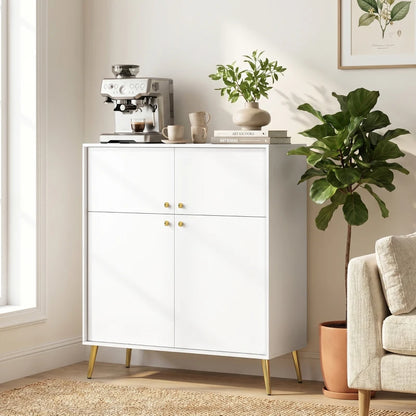 Nancy's Tenno Commode - Dressoir - Opbergkast - Crème / Goud - ± 105 x 40 x 125 cm