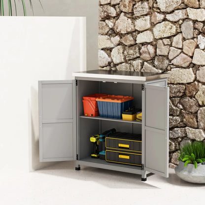 Nancy's Suzzara Tuinkast - Gereedschapsschuur - Opbergkast voor buiten - Grijs - Dennenhout - ± 80 x 45 x 90 cm