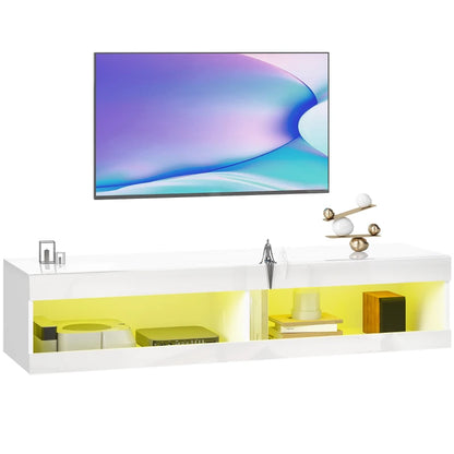 Nancy's Montegallo TV Meubel - TV Kast - Lowboard - LED-Verlichting - Hoogglans Wit - 140 x 40 x 30 cm
