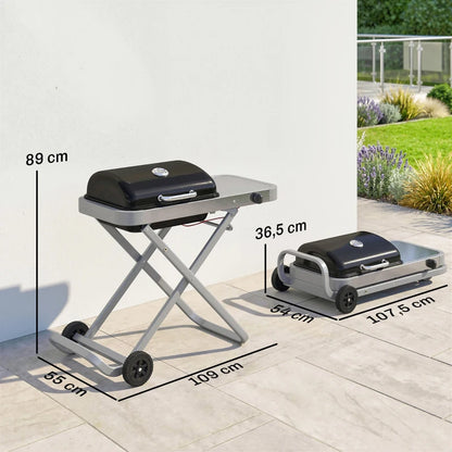 Nancy's Scoppito Kofferbarbecue - Gasbarbecue - BBQ - Royaal Grilloppervlak - Thermometer - Zwart / Zilver
