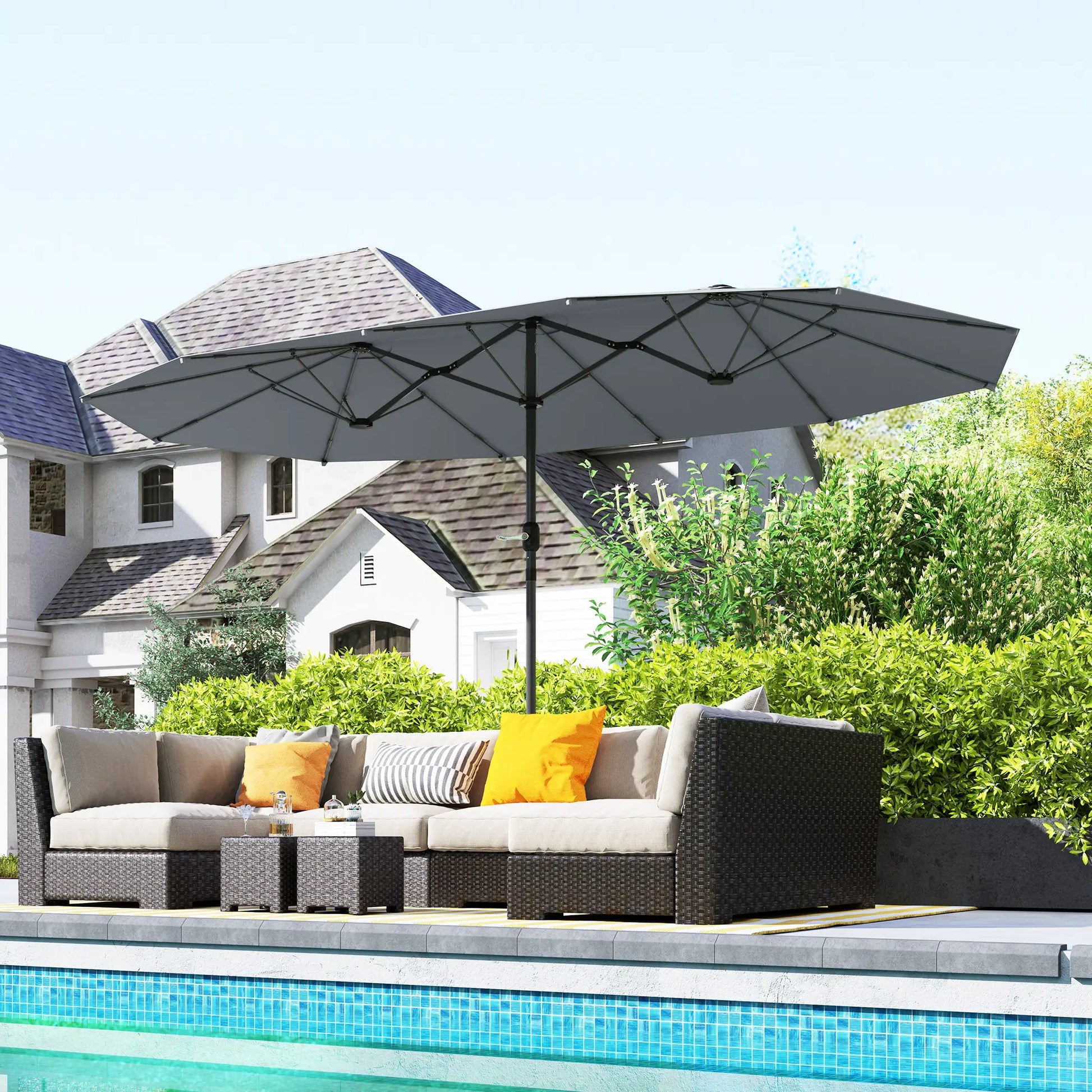 Nancy's Ciconicco Parasol - Tuinparasol - UV-bescherming - Grijs - ± 435 x 260 cm