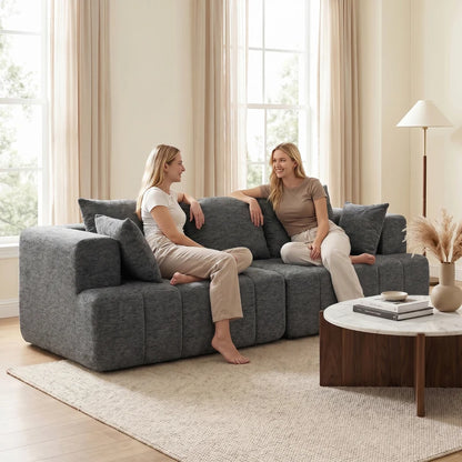 Nancy's Terlago 3-Zitsbank - Sofa - 3 Persoons Bank - Grijs - Chenille - ± 250 x 105 x 85 cm