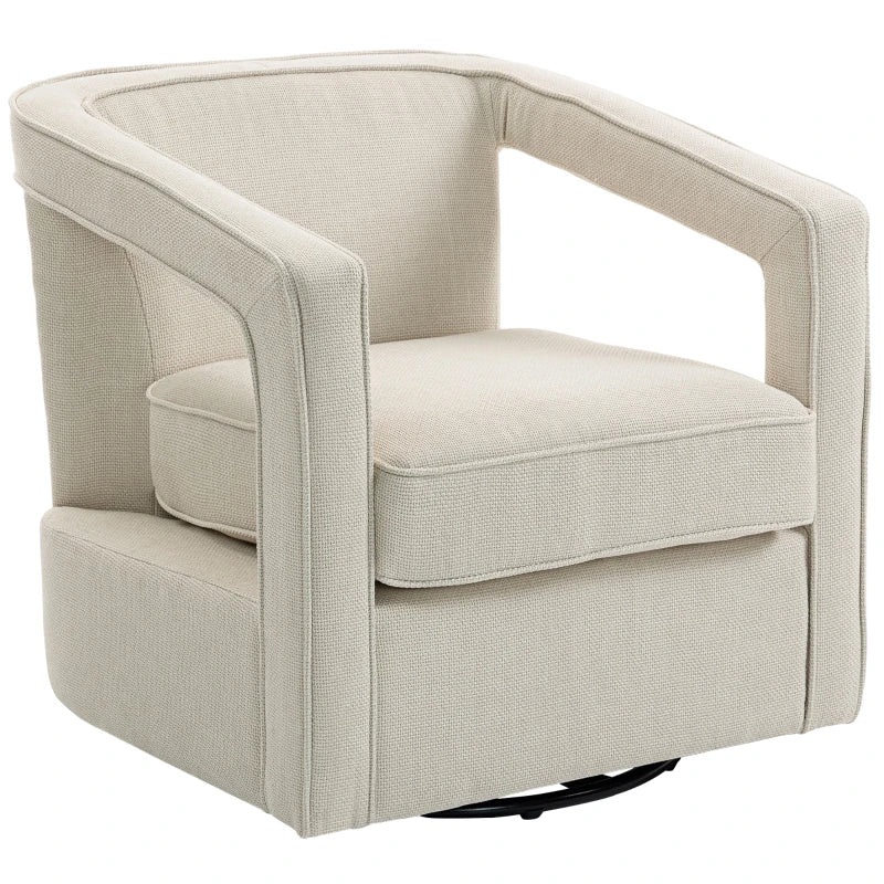 Nancy's Pisogne Draaifauteuil - Draaistoel - Relaxfauteuil - Beige - Linnen