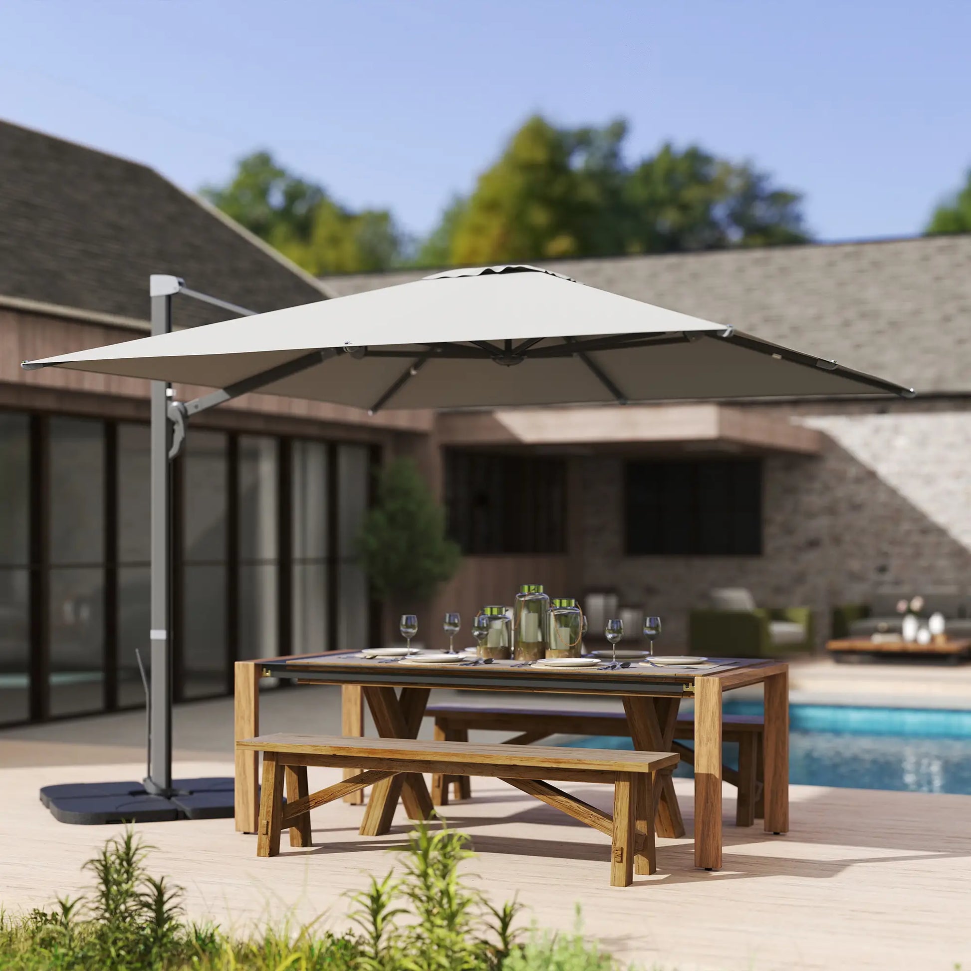 Nancy's Ciampino Parasol - Tuinparasol - Draaibaar en kantelbaar - Grijs - ± Ø 300 cm