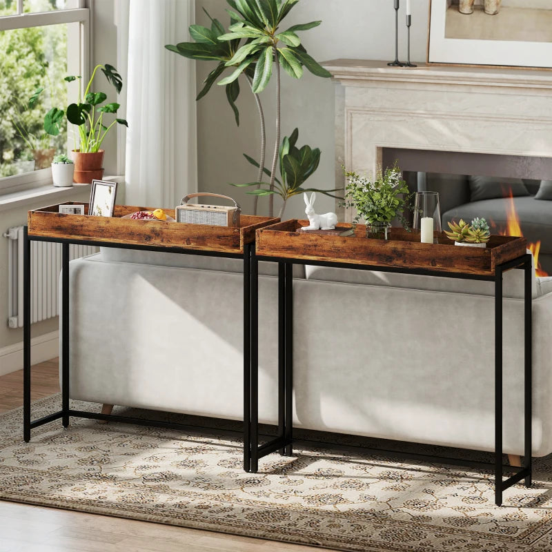 Nancy's Patti Sidetable - Consoletafel - Bijzettafel - Bruin / Zwart - ± 100 x 30 x 90 cm