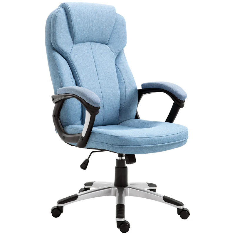 Nancy's Traves Bureaustoel - Kantoorstoel - Draaibaar - Ergonomische rugleuning - Blauw - Linnen
