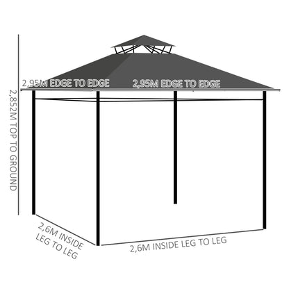 Pavillon Séville de Nancy - Tente de Fête - Pavillon de Jardin - Gris / Noir - ± 300 x 300 x 285 cm
