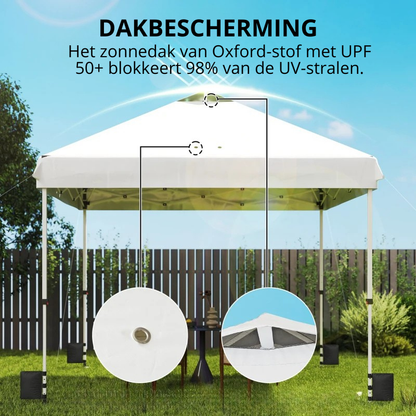 Nancy's Polcenigo Paviljoen - Party tent - Inklapbaar frame - Wit - ± 300 x 300 x 275 cm
