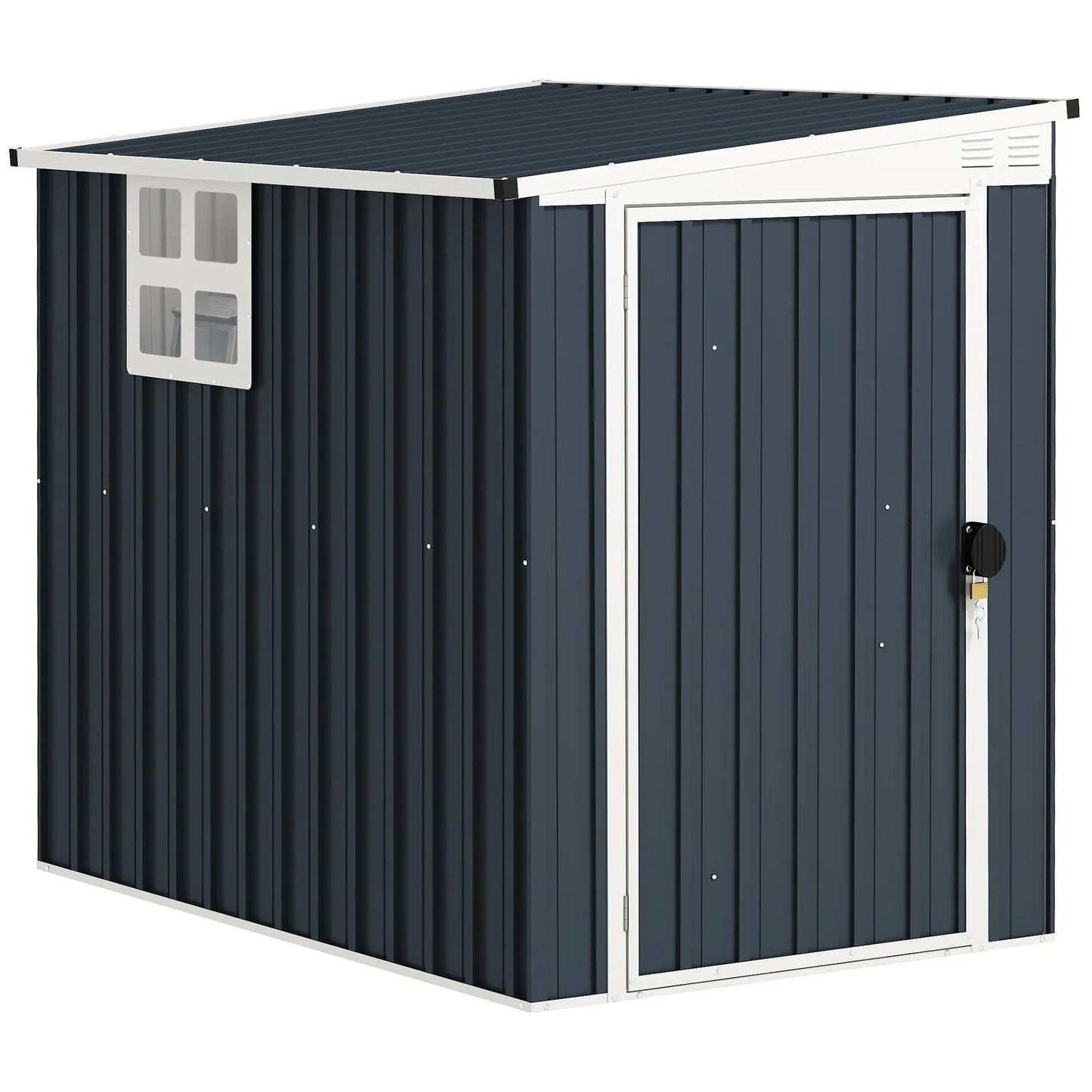 Nancy's Contigliano Opbergschuur - Tuinschuur - Tuinhuisje - Schuurtje - Grijs - Staal - ± 130 x 195 x 161/181H cm