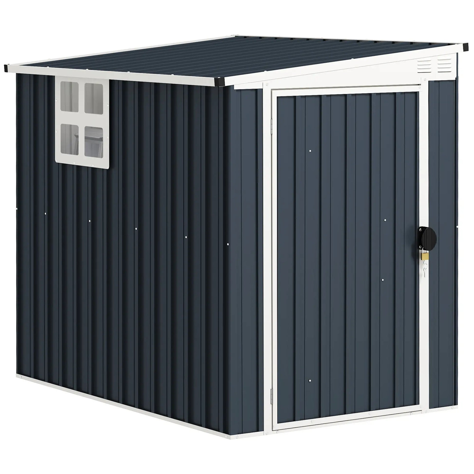 Nancy's Contigliano Opbergschuur - Tuinschuur - Tuinhuisje - Schuurtje - Grijs - Staal - ± 130 x 195 x 161/181H cm
