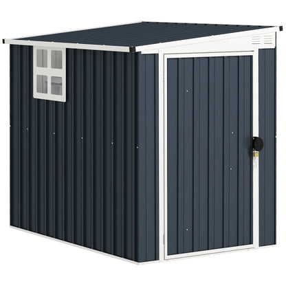 Nancy's Contigliano Opbergschuur - Tuinschuur - Tuinhuisje - Schuurtje - Grijs - Staal - ± 130 x 195 x 161/181H cm