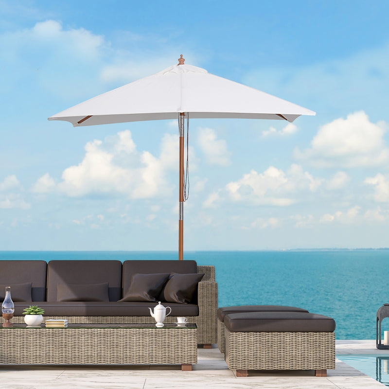 Nancy's Arvin Parasol - Tuinparasol - Zonwering - Opvouwbaar - 3 Niveaus - Hout - Polyester - Créme- 200 x 150 cm