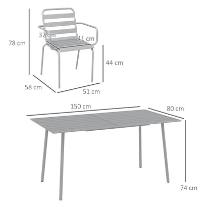 Nancy's Bordeira Tuinset - Tuintafel - Tuinstoel - 7-delige Tuin Set - Grijs