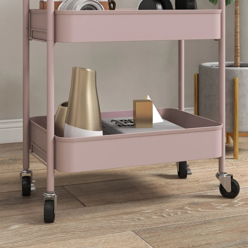 Nancy's Monterosi Trolley - Serveerwagen - Keukentrolley - Roze - Staal - ± 45 x 30 x 80 cm