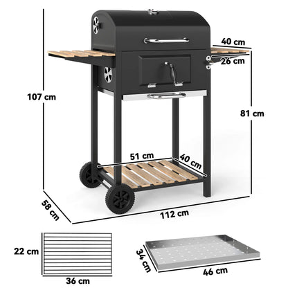 Nancy's Ferentino Barbecue - Houtskool - Grill - BBQ - Zwart / Hout