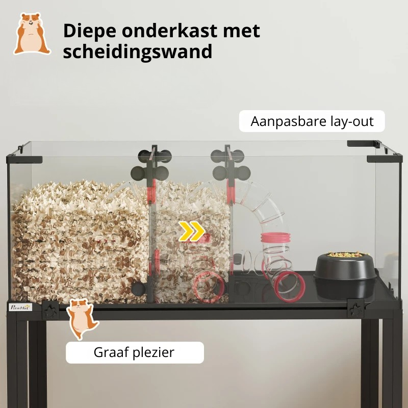 Nancy's Perinaldo Knaagdierkooi - Hamsterkooi - Zwart - ± 75 x 50 x 130 cm