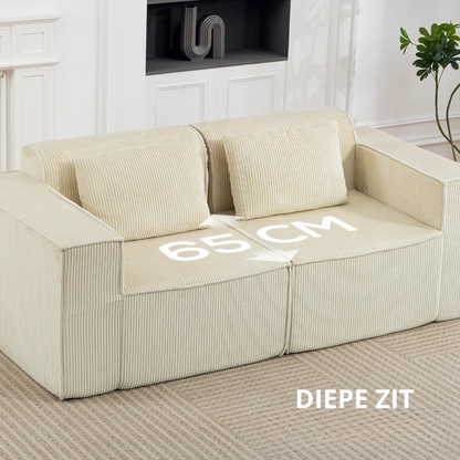 Nancy's Senales 3-Zitsbank - Driezitsbank - Woonkamerbank - Zitbank - Beige - Corduroy - ± 200 x 90 x 75 cm
