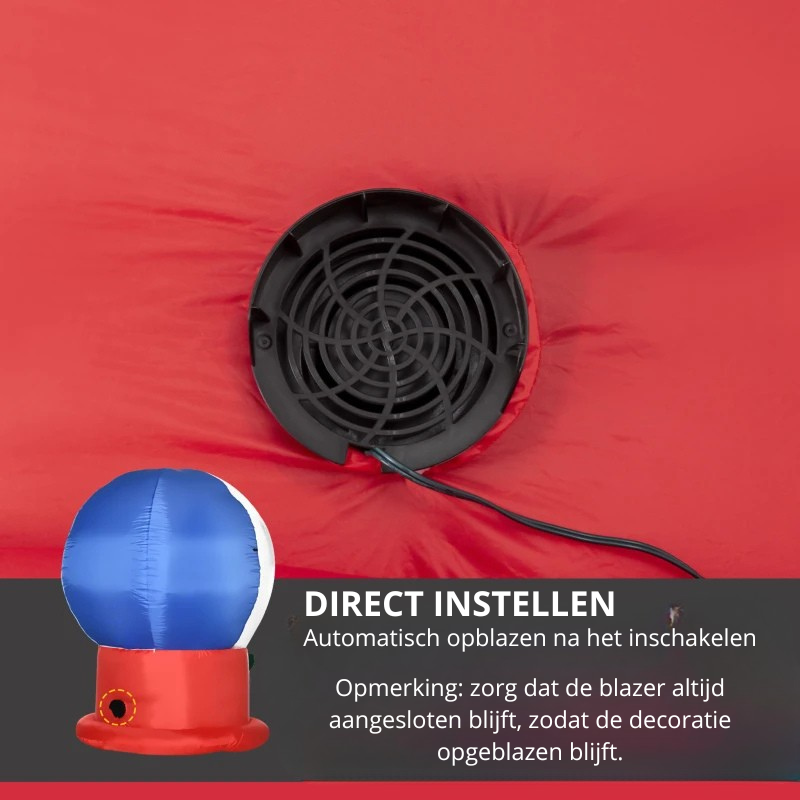 Nancy's Orosei Opblaasbare Kerstbal - Kerstversiering - Kerstdecoratie buiten - LED-Lampjes - Blauw - 110 x 110 x 150 cm