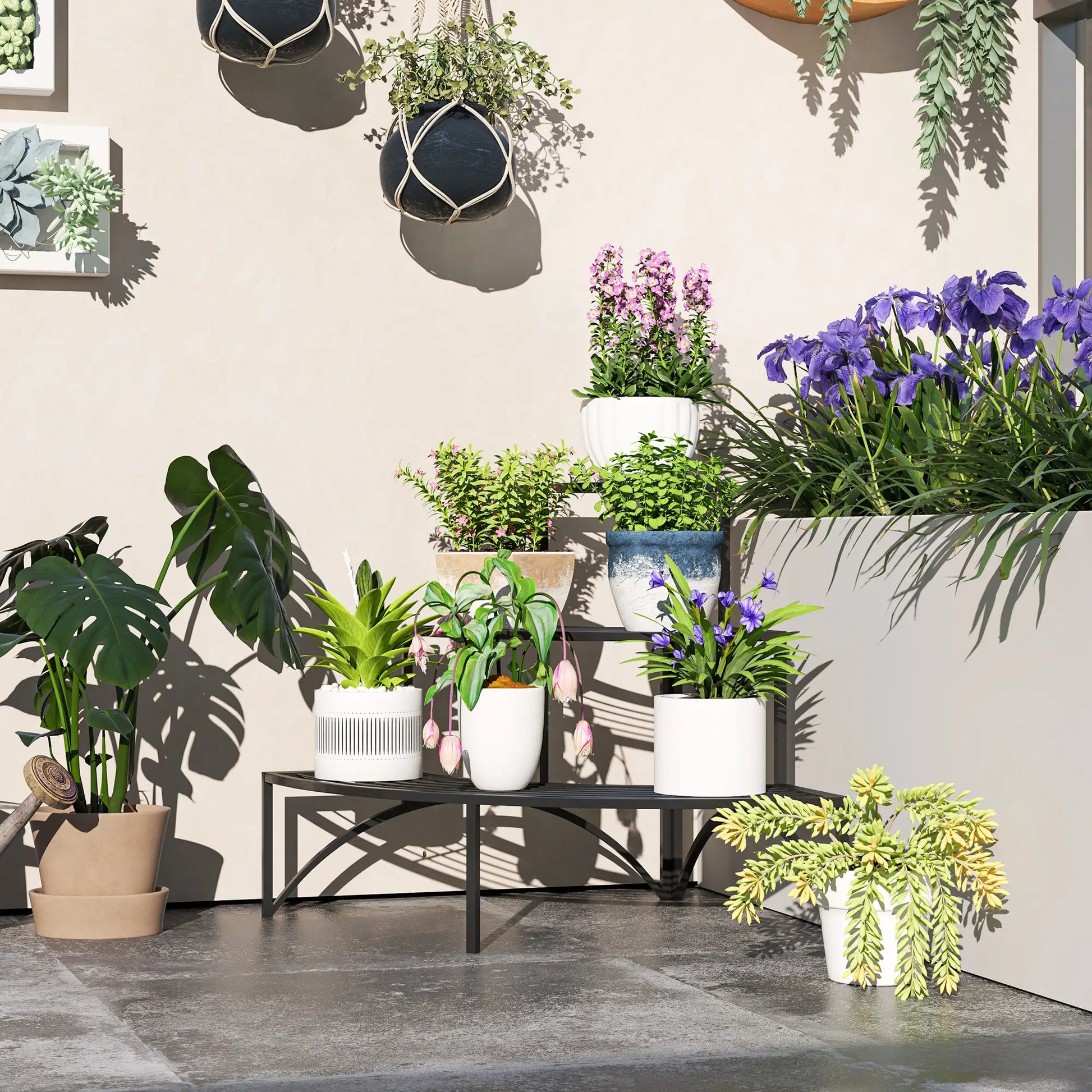 Nancy's Ramalhal Plantenrek - Plantenstandaard - Bloemenstandaard - Zwart - Staal - ± 85 x 60 x 60 cm