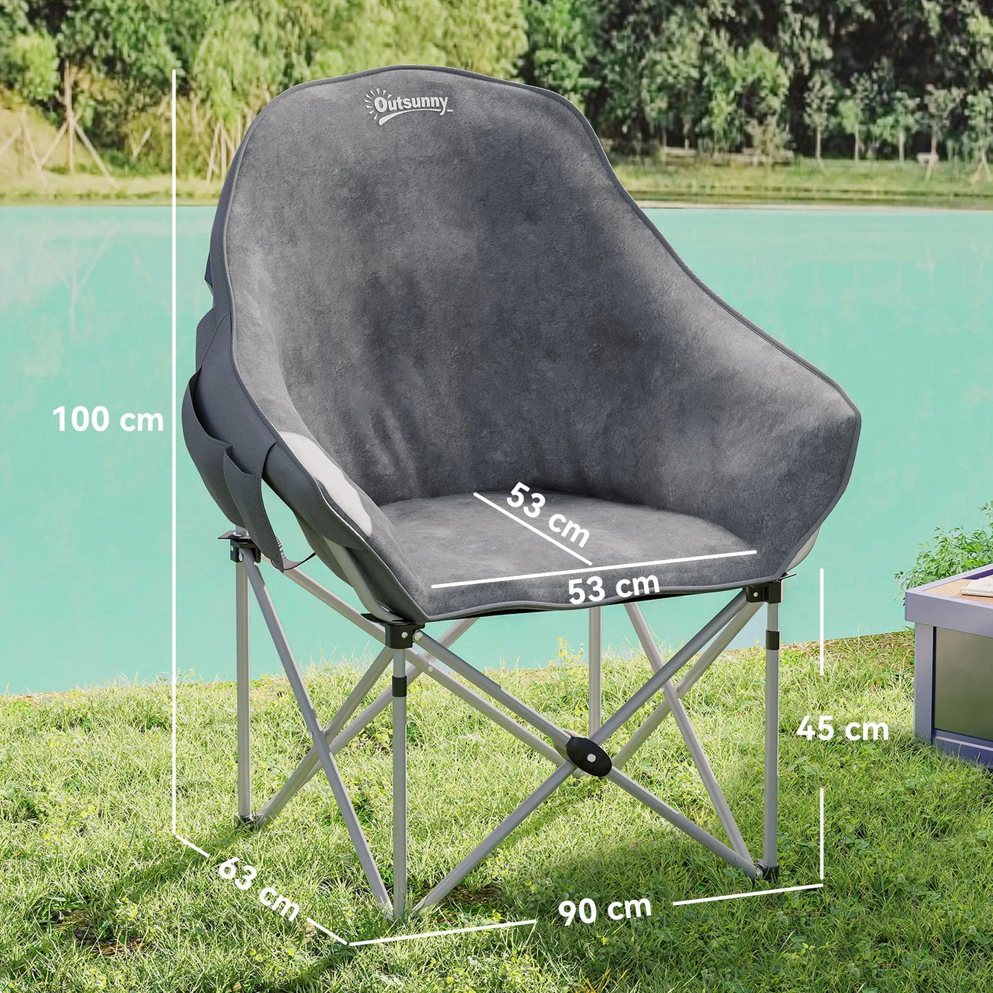 Nancy's Drena Campingstoel - Vouwstoel - Draagbaar - Grijs