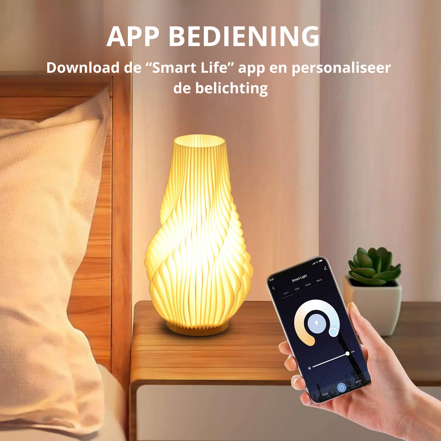 Nancy's Desulo Tafellamp - Slimme LED-Tafellamp - Scène- & muziekmodi - Spraakbesturing - Wit