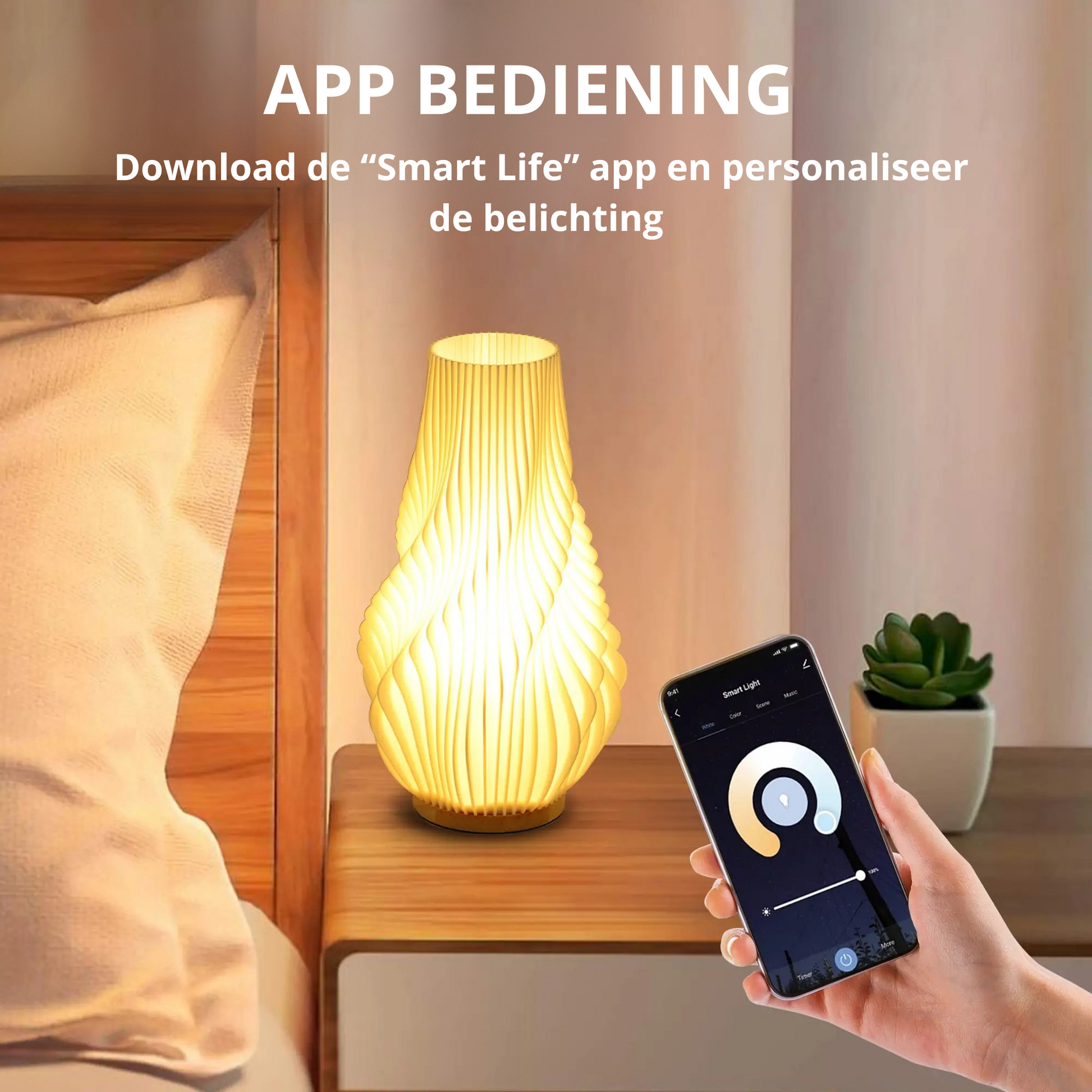 Nancy's Desulo Tafellamp - Slimme LED-Tafellamp - Scène- & muziekmodi - Spraakbesturing - Wit