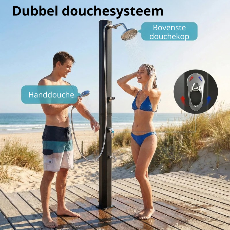 Nancy's Solighetto Zonneverwarmde Tuindouche - Buitendouche - Met Handdouche - Zwart - 215cm Hoog