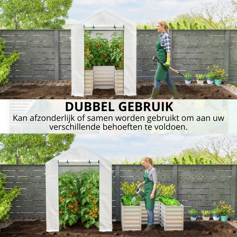 Nancy's Pocenia Kas met Plantenbak - Kweekkas - Plantenkas - Tuinkas - 2-in-1 ontwerp - Wit