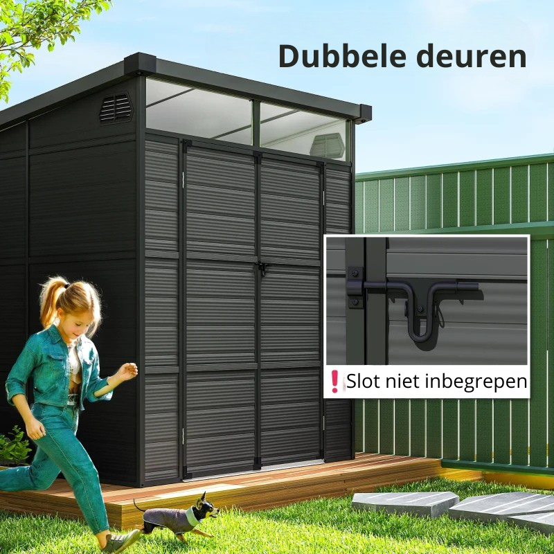 Nancy's Montanaro Opbergschuur - Schuur - Tuinhuisje - Gereedschapsschuur - Grijs - Staal / Aluminium - ± 190 x 190 x 215 cm