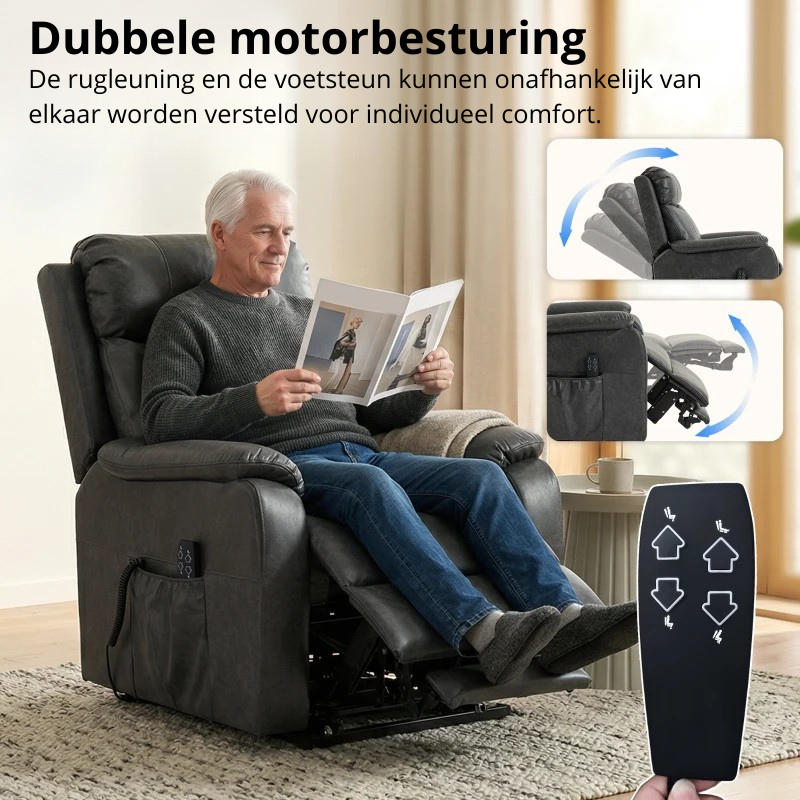 Nancy's Roncone Sta op Stoel - Opsta Stoel - Seniorenstoel - Elektrische Fauteuil - Zwart - Kunstleer