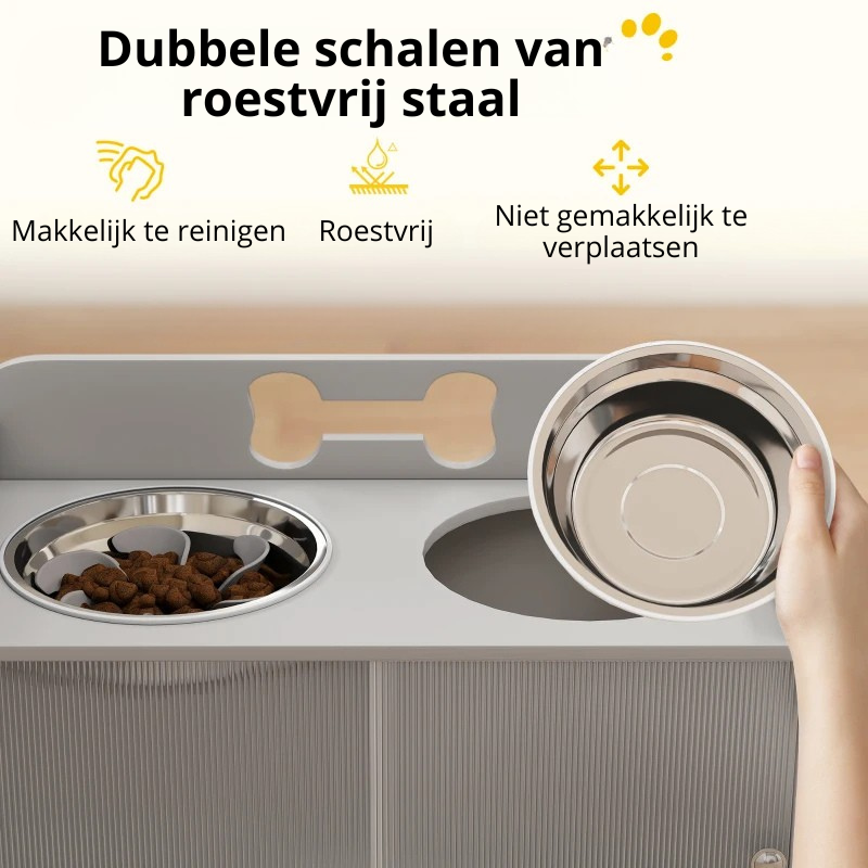 Nancy's Pescaglia Voerbak - Hondenbak - Drinkbak - Hondenvoerbak - Grijs - ± 60 x 30 x 45 cm