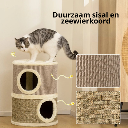 Nancy's Nuraminis Krabpaal - Kattenpaal - Krabmat - Pluche / Sisal - ± 35 x 35 x 50 cm