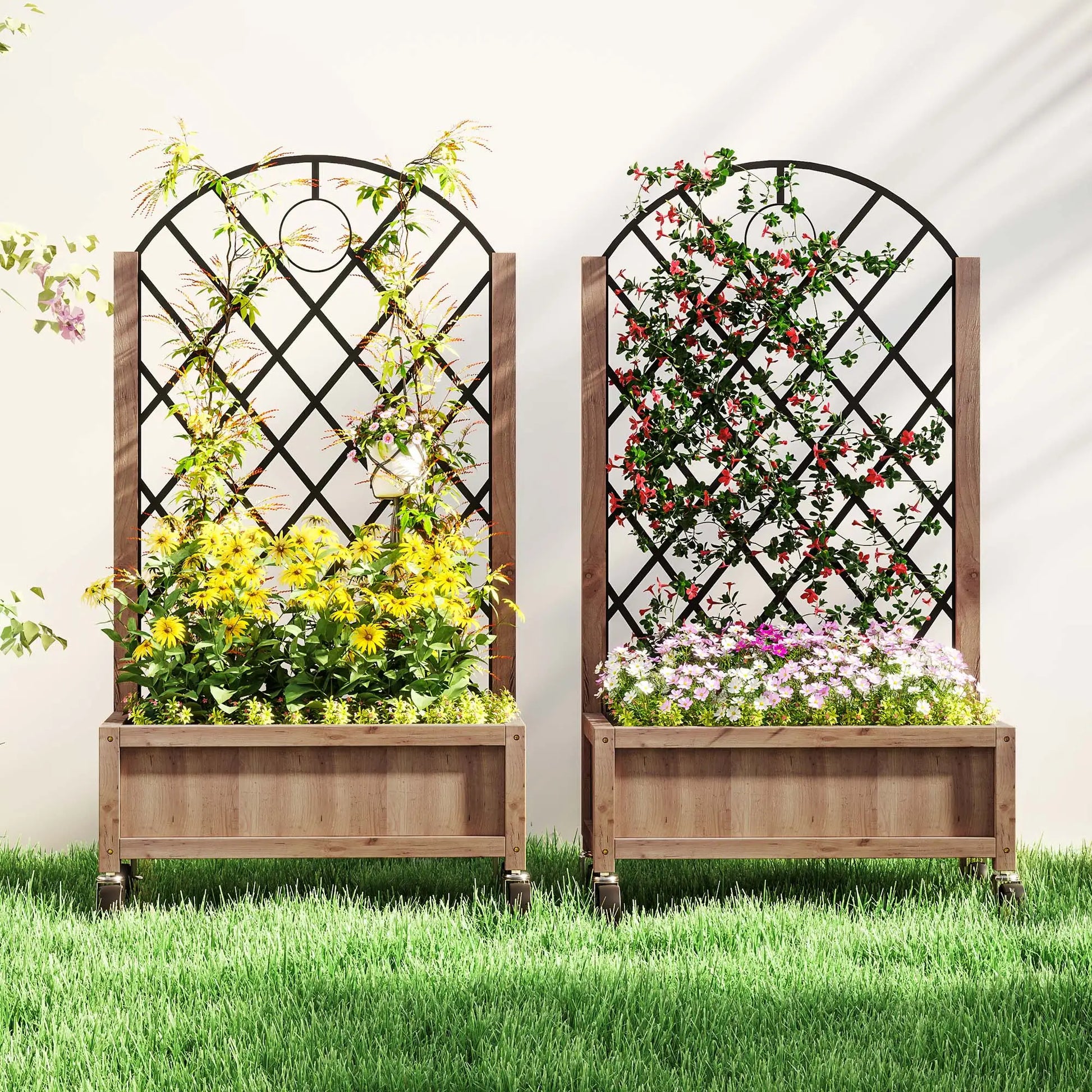 Nancy's Cento Plantenbakken Set van 2 - Plantenrek - Tuinrek - Plantenbed - Dennenhout - ± 50 x 25 x 100 cm