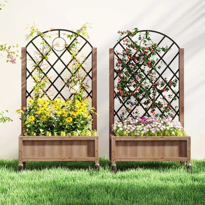 Nancy's Cento Plantenbakken Set van 2 - Plantenrek - Tuinrek - Plantenbed - Dennenhout - ± 50 x 25 x 100 cm