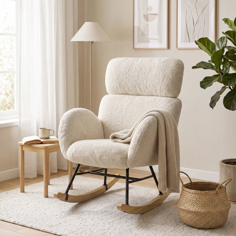 Nancy's Varago Schommelstoel - Relaxstoel - Relaxfauteuil - Crèmewit - Fluweel