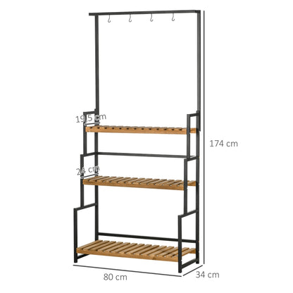 Nancy's Iruna Plant Rack - Flower Stairs - Plant Stairs - Black - ± 80 x 35 x 175 cm