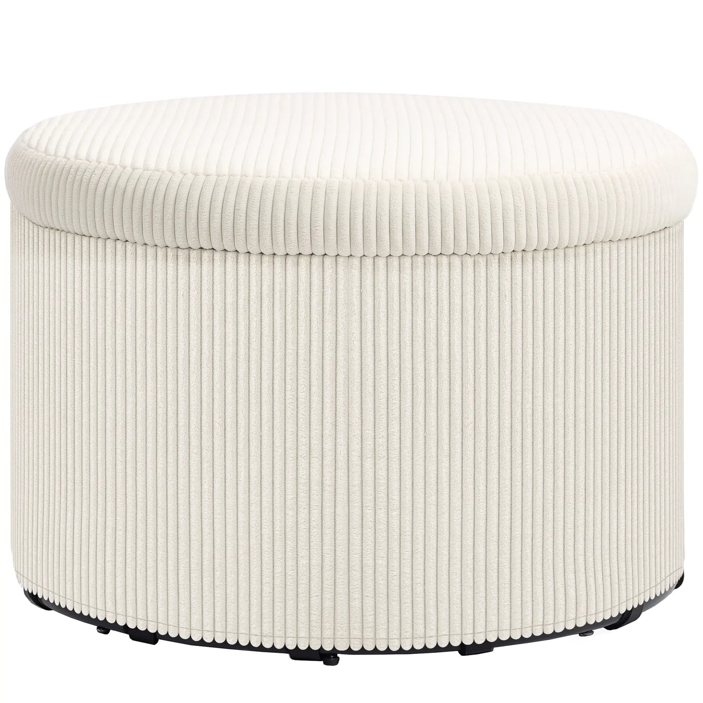 Nancy's Cutigliano Poef - Krukje - Opbergkruk - Beige - Ribfluweel - ± Ø60 x 40 cm