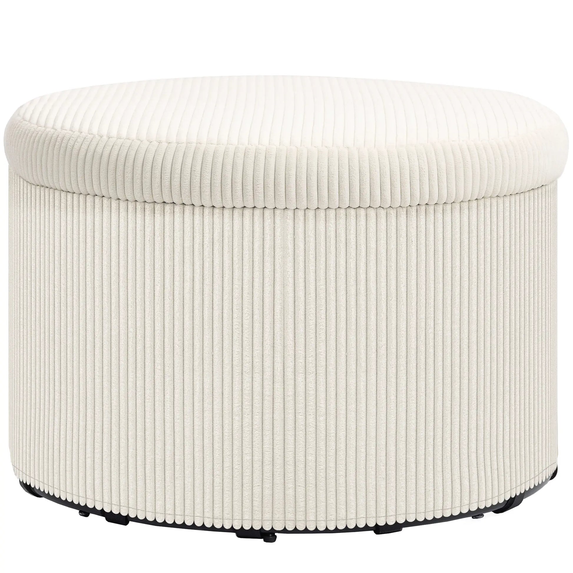 Nancy's Cutigliano Poef - Krukje - Opbergkruk - Beige - Ribfluweel - ± Ø60 x 40 cm
