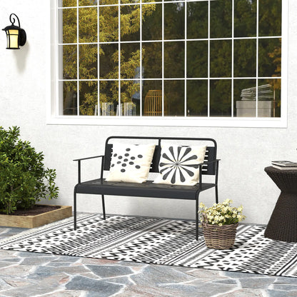 Nancy's Follo Tuinbank - Parkbank - Balkonbank - Zwart - Staal - ± 120 x 65 x 85 cm