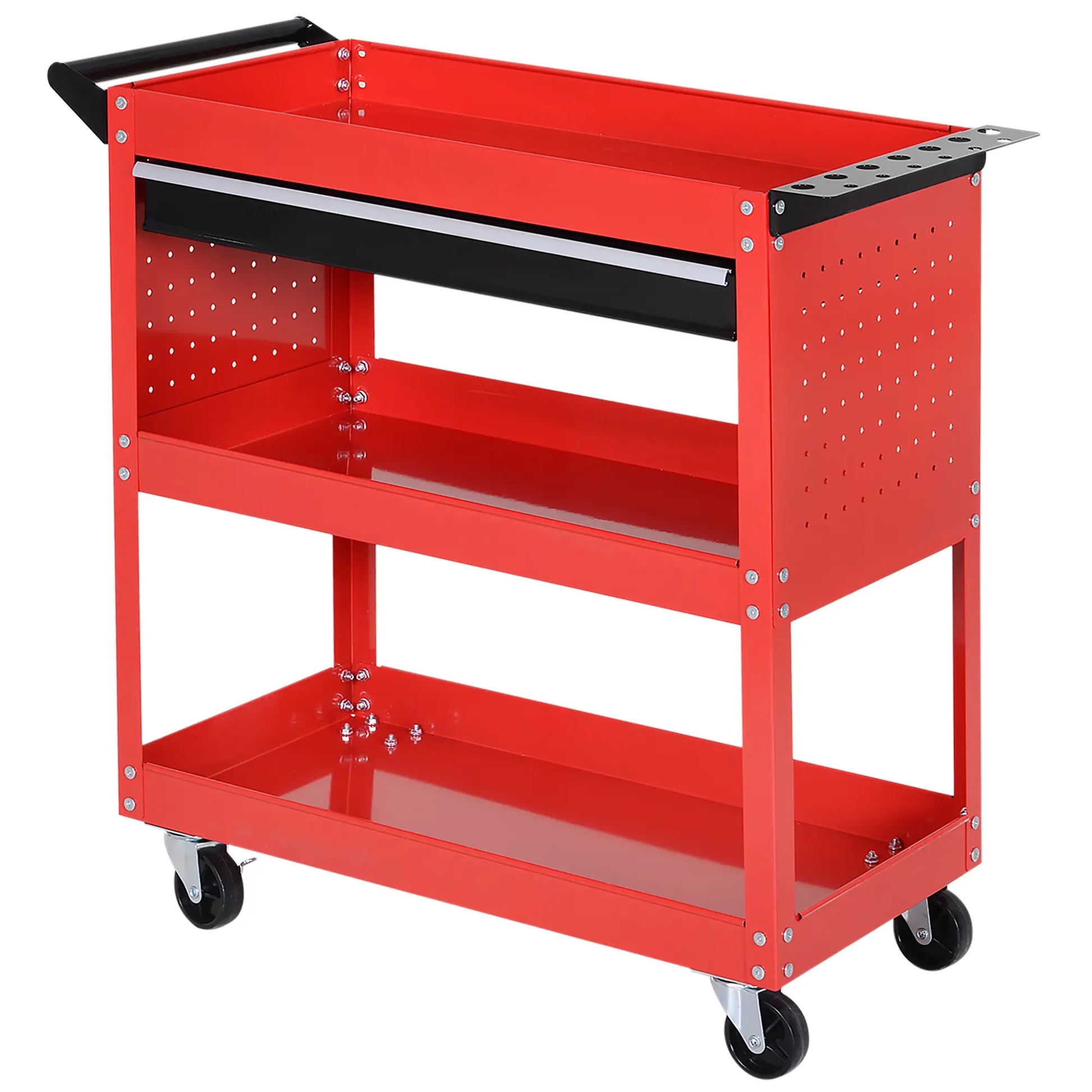 Nancy's Conselve Gereedschapswagen - Gereedschapskast - Gereedschapskist - Rood / Zwart - Staal - ± 80 x 35 x 75 cm