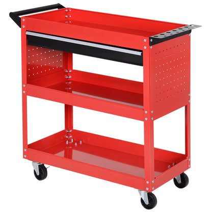 Nancy's Conselve Gereedschapswagen - Gereedschapskast - Gereedschapskist - Rood / Zwart - Staal - ± 80 x 35 x 75 cm
