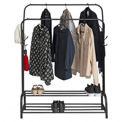 Eleganca Clothes rack - 2 rods and shoe shelves - Black - Steel