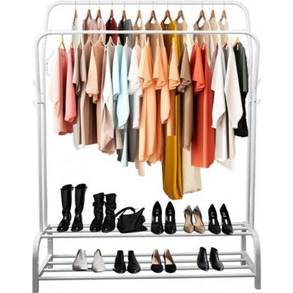 Eleganca Clothes rack - 2 rods and shoe shelves - White - Steel