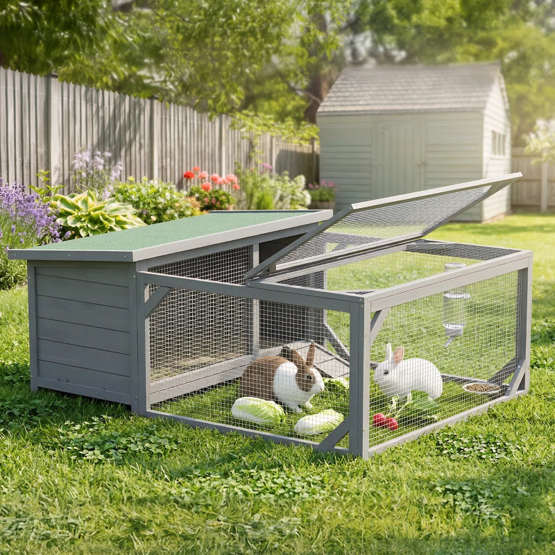 Nancy's Sondalo Dierenverblijf - Konijnenhok - Dierenhok - Grijs / Groen - Dennenhout - ± 125 x 100 x 50 cm