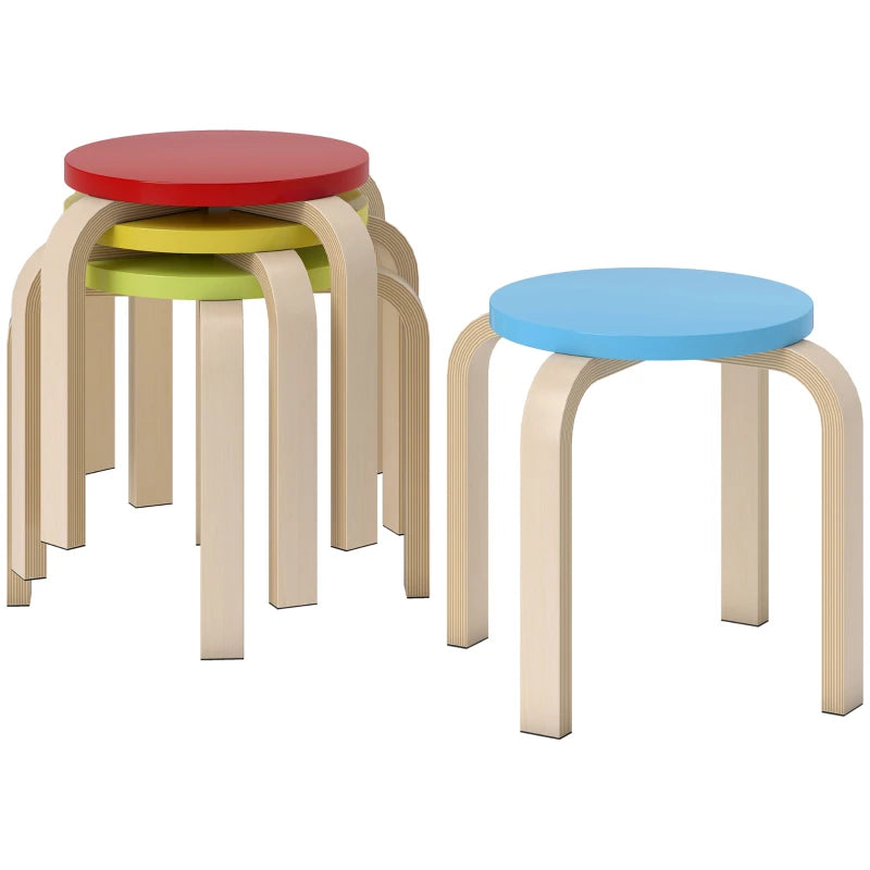 Nancy's Mendola Krukjes - Hockers - Stapelhockers - Set van 4 - Hout - Rond - ± 35 x 35 x 30 cm