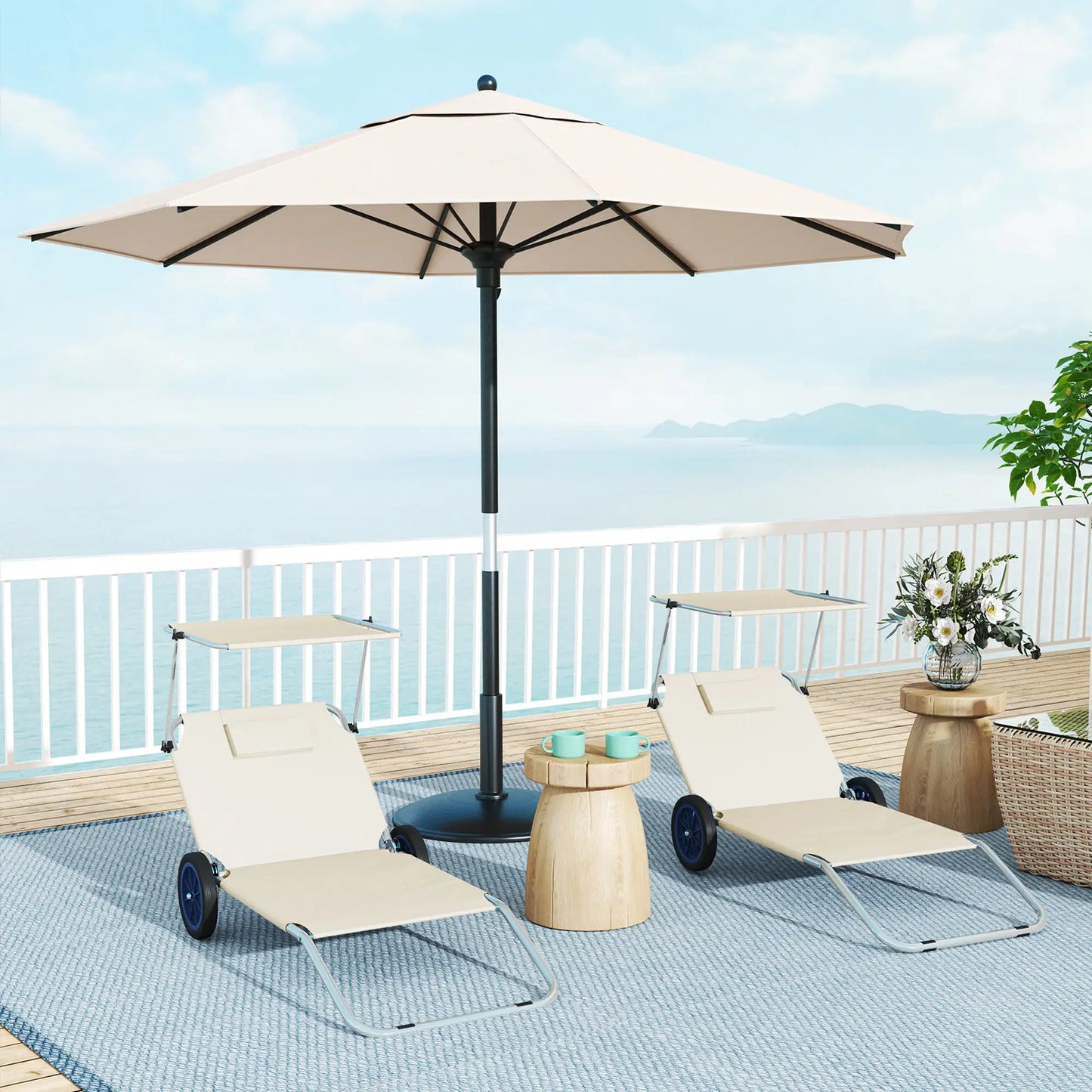 Nancy's Cremolino Strandligstoelen - Strandstoelen - Campingstoelen - Set van 2 - Beige